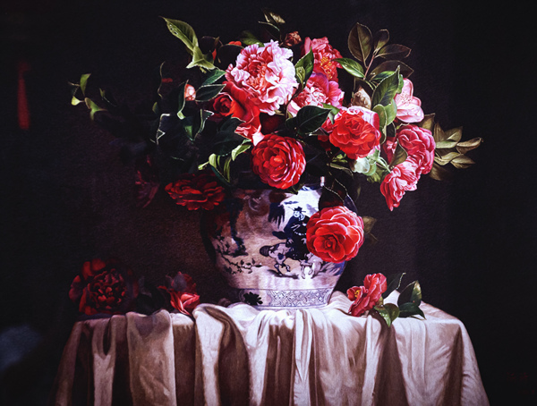 陳琦作品《重慶市花—山茶花》。璧山區委宣傳部供圖