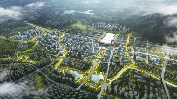 重慶東站站城一體化項目效果圖。重慶交通開投樞紐集團供圖