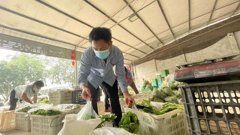 方仕勇在分裝蔬菜。重慶高新區供圖