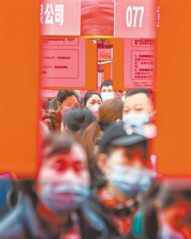 2月10日，北碚區作孚廣場，求職者在專項招聘會現場尋找適合自己的崗位。記者 萬難 攝/視覺重慶