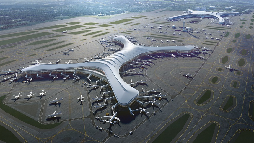 重慶江北國際機場T3B航站樓效果圖。渝北區委網信辦供圖