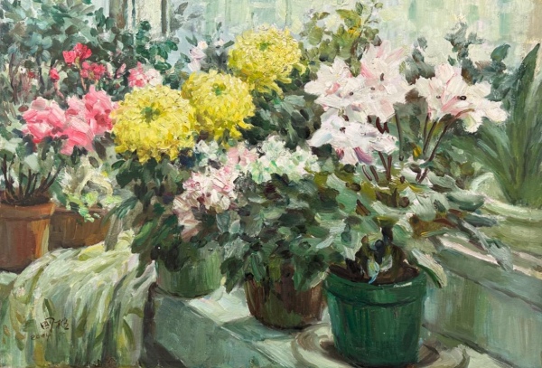 劉國樞作品《蝴蝶花與黃菊》。重慶當代美術館供圖