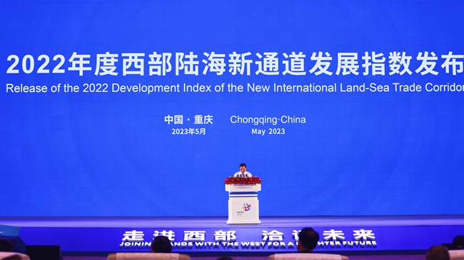 2022年度西部陸海新通道發展指數報告發布現場。李聰沖攝