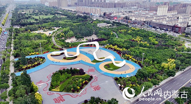航拍絲綢之路公園。 人民網 孟佳澍 攝