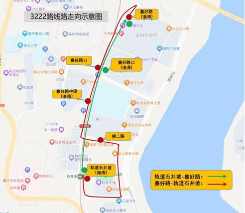 3222線路走向示意圖。西部公交供圖