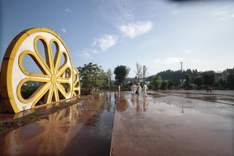 7月29日，國網重慶市南供電公司員工在支援搶修點柏梓鎮受災區域進行巡視查勘，部署下一個搶修任務。龔超攝