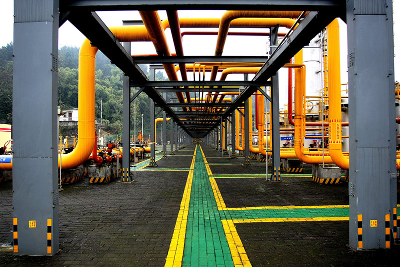 涪陵頁巖氣田白濤集輸站外輸管線。涪陵頁巖氣公司供圖