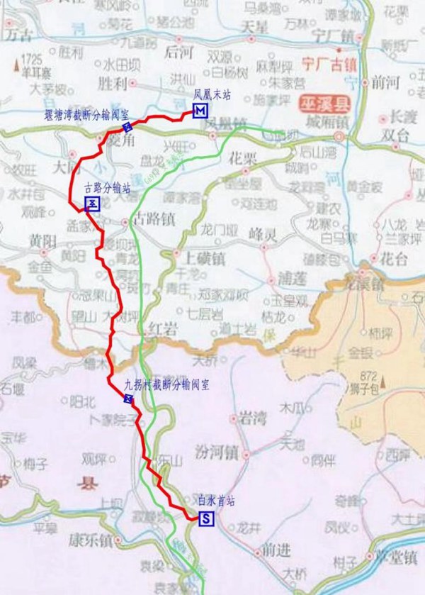 奉巫線管線走向。重慶燃氣集團供圖