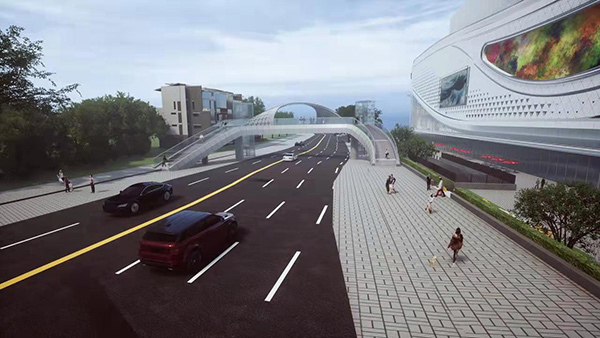 吾悅廣場人行天橋效果圖。北碚區住房城鄉建委供圖