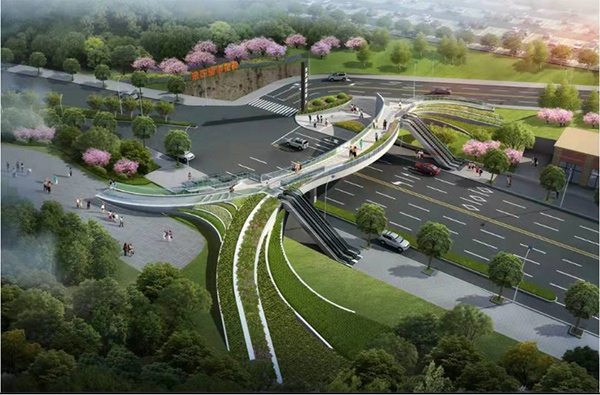 宏帆花市位置人行天橋效果圖。江北區住房城鄉建委供圖