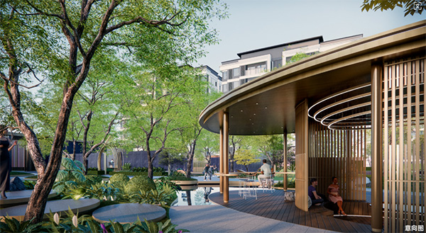 下沉式會藝術會客廳意向圖。中建·光嶼供圖