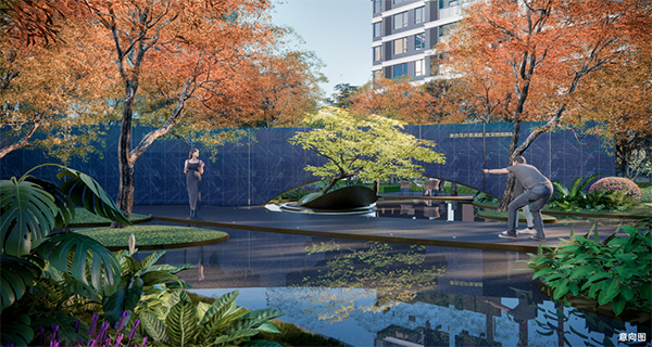 園林景觀意向圖。中建·光嶼供圖