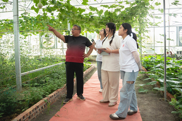 張海濤向實踐團介紹葫蘆種植。重慶理工大學供圖