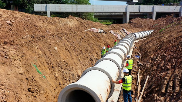 土主污水處理廠管網擴建工程施工現場。重慶碧水源公司供圖