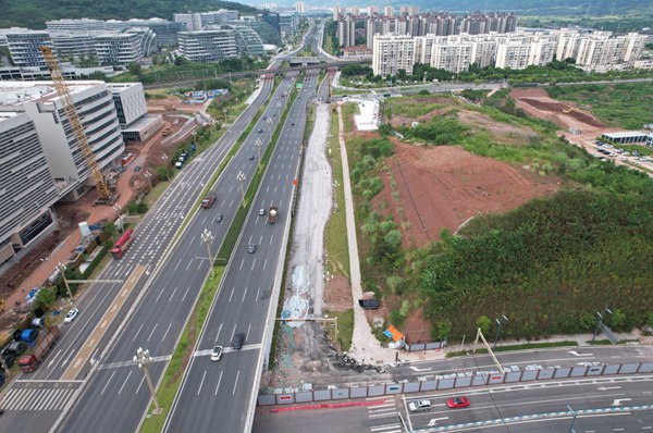 寶洪山站現場施工照。重慶設計集團有限公司市政設計研究院供圖