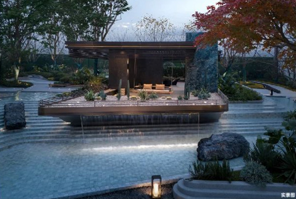 招商渝天府泱鏡組團園林實景。招商蛇口供圖