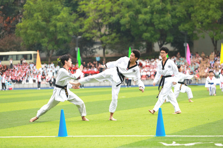 跆拳道表演。學校供圖
