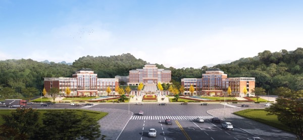 梁平知德中學正面渲染效果圖。重慶設計集團有限公司市政設計研究院供圖