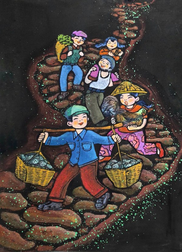 白奕作品《趕集的鄉間小路》。重慶文藝職院供圖