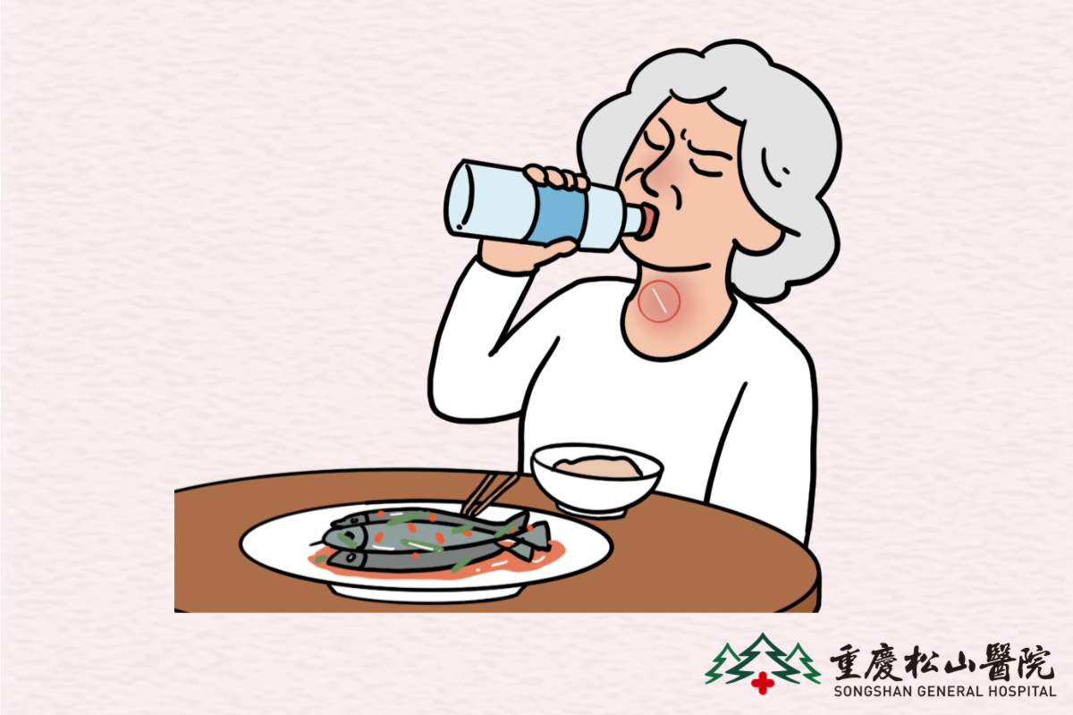 誤吞魚刺。重慶松山醫院供圖