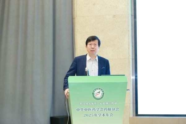 中華中醫藥學會藥膳分會會長宋魯成作學術報告。張源攝