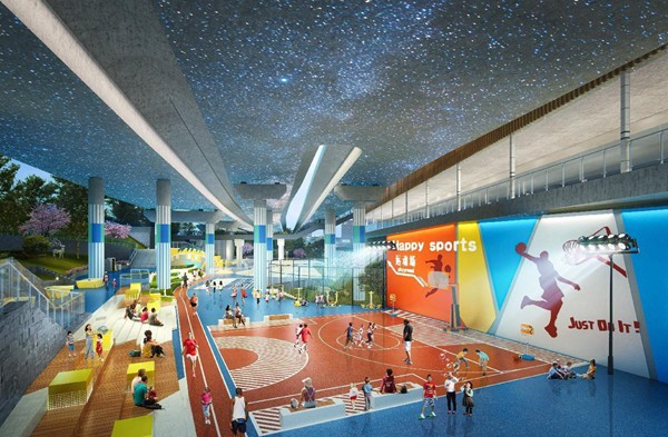 嘉陵江路橋下體育運動公園適兒化改造效果圖。重慶市設計院供圖
