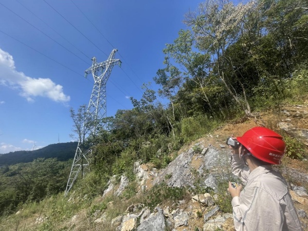 國網重慶經研院技經中心員工正在測量架空線路絕緣情況。國網重慶經研院供圖