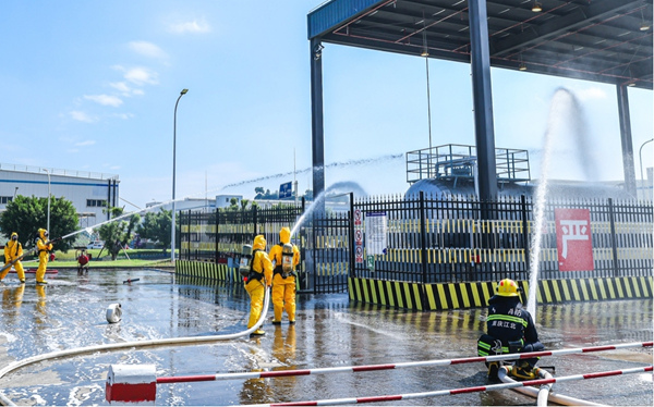 應急救援演練現場。江北區市場監督管理局供圖