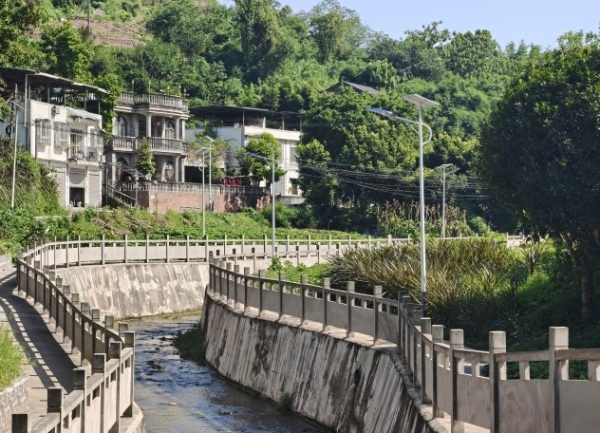 新安裝的太陽能路燈。韋鑫攝