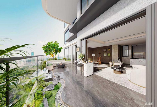 華僑城·熙宸項目空中庭院意境圖。重慶華僑城供圖