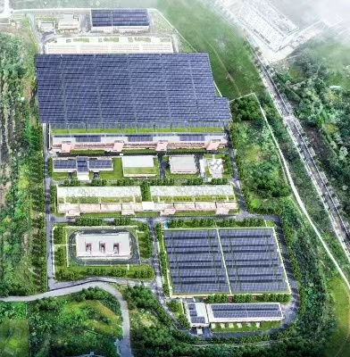 重慶悅來水廠三期分布式光伏發電項目鳥瞰效果圖。重慶設計集團有限公司市政設計研究院供圖