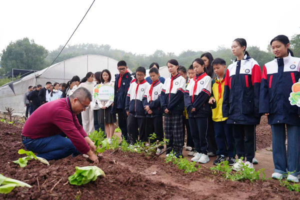 指導老師介紹種植要領。馮斌洋 攝